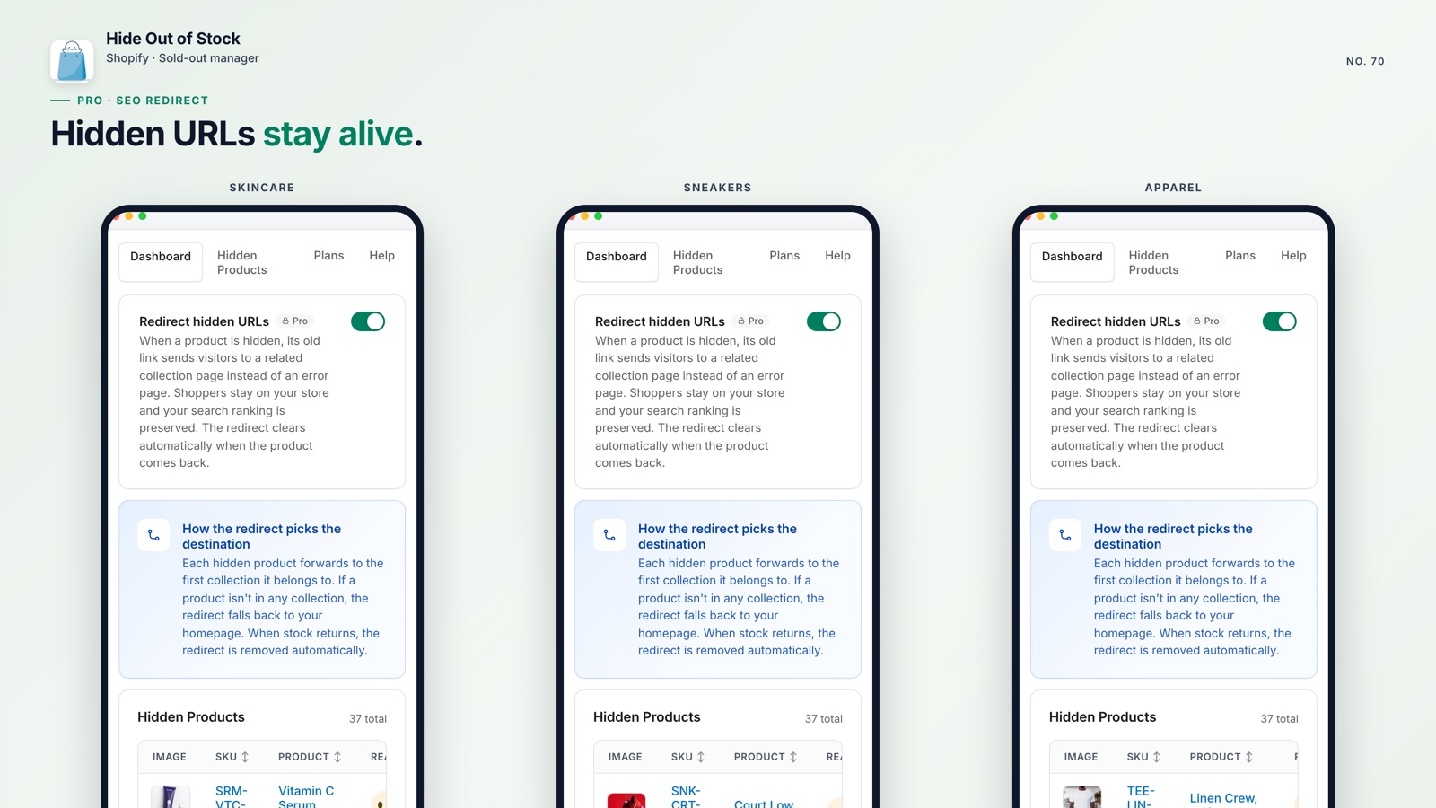 SEO-safe redirects for hidden Shopify products shown on mobile
