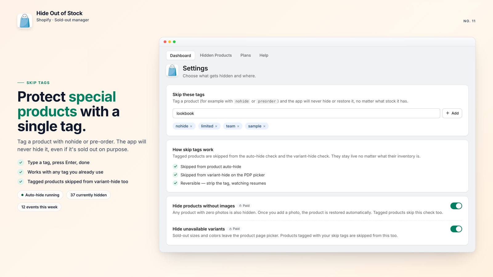Using skip tags to keep pre-order Shopify products visible in Hide Out of Stock