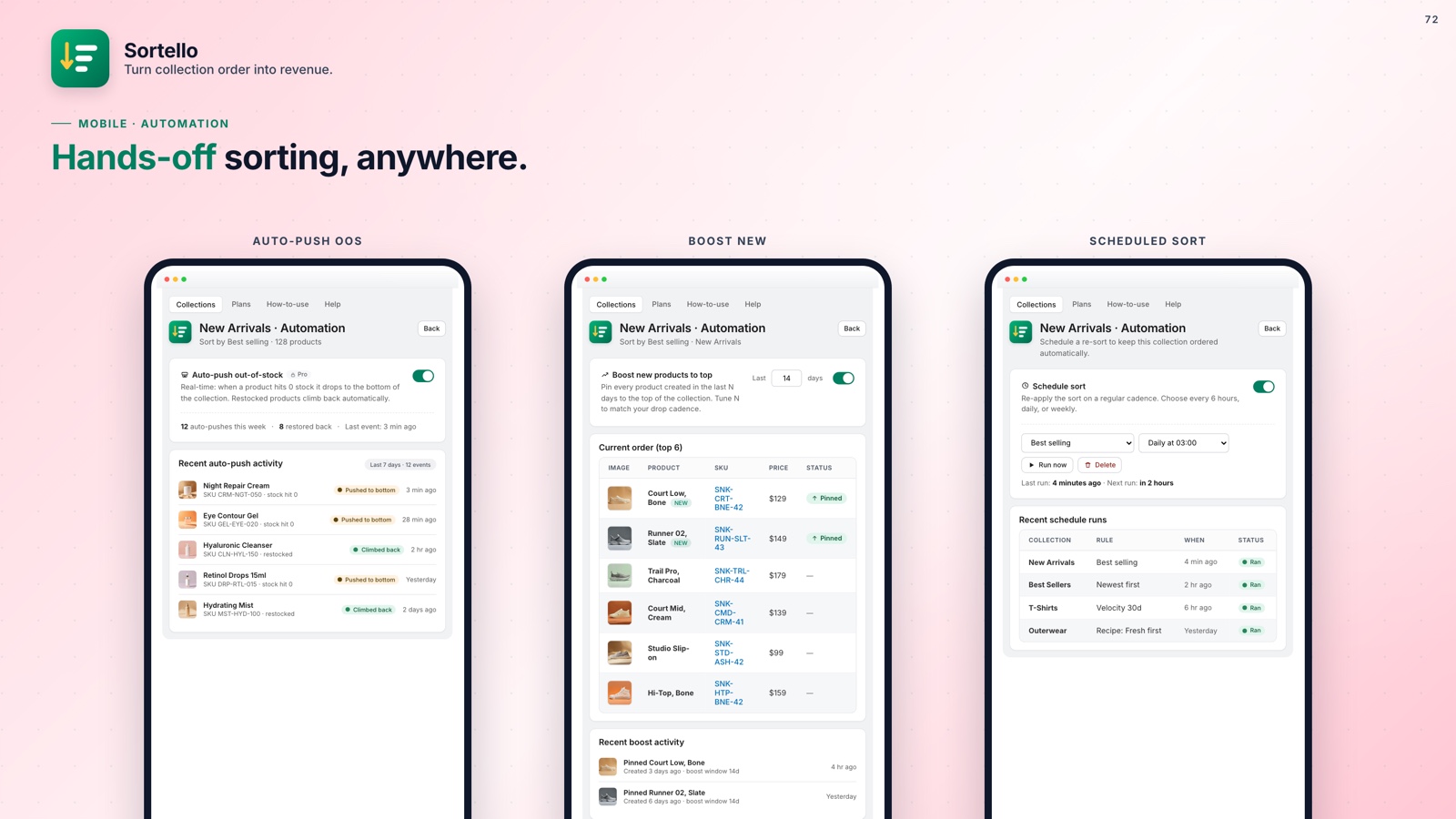 Automating Shopify collection sorting on mobile with Sortello